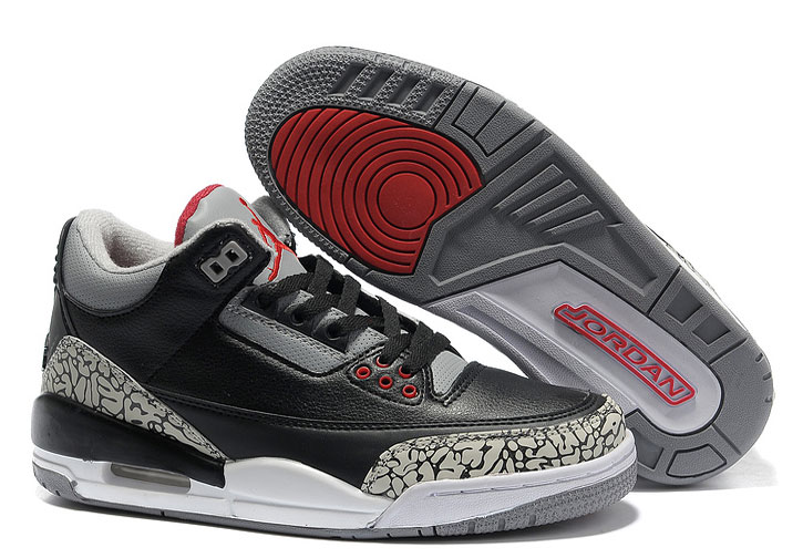 Women Air Jordans 3 Cement Grey/Black/Red