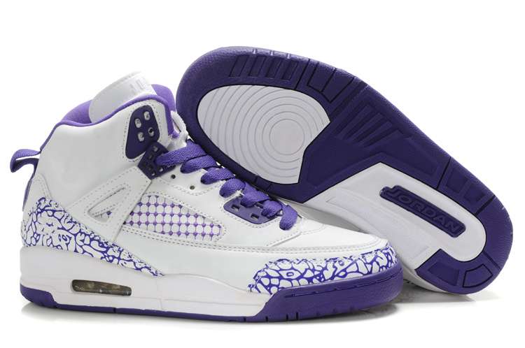 Women Air Jordans 3.5 Embroidery White Purple