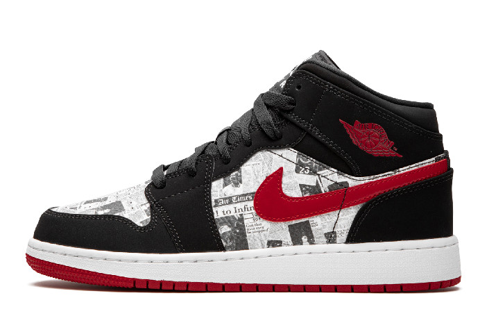 Air Jordan 1 MID SE GS Newspaper Air Times BQ6931-061 For Sale
