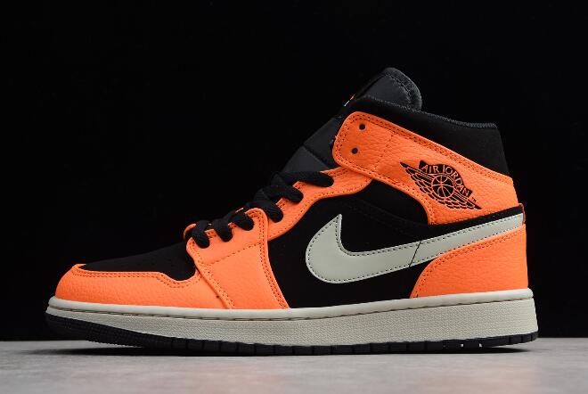 Air Jordan 1 Mid AJ1 Black/Orange Peel-Sail 554724-062