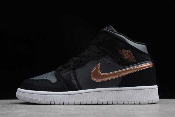 Air Jordan 1 Mid AJ1 GS Black/Metallic Gold-White For Sale