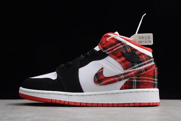 Air Jordan 1 Mid GS AJ1 White Plaid 555112-300