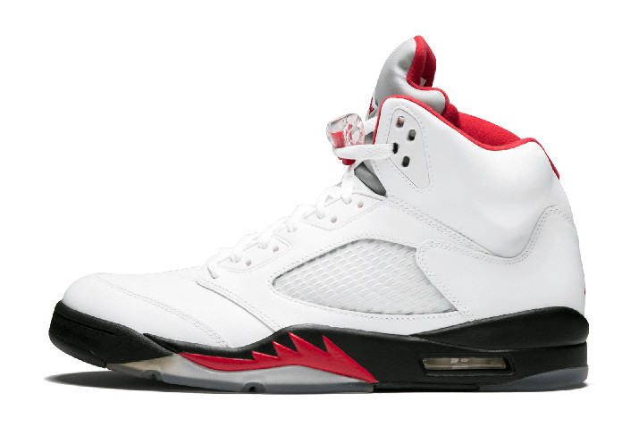 Air Jordan 5 Retro White/Fire Red-Black 136027-100