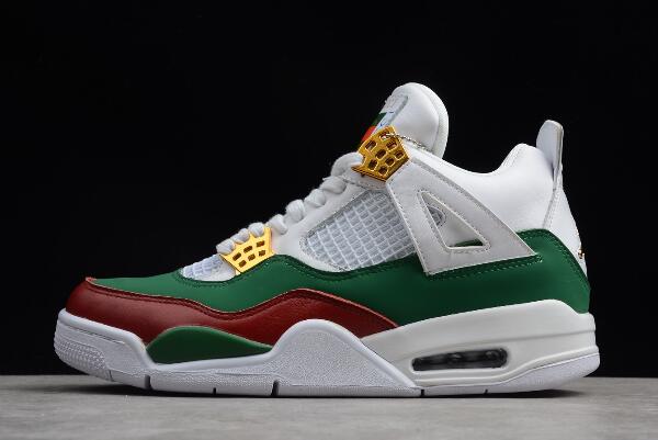 NIKEiD Air Jordan 4 White/Red/Green/Metallic Gold 308599-111