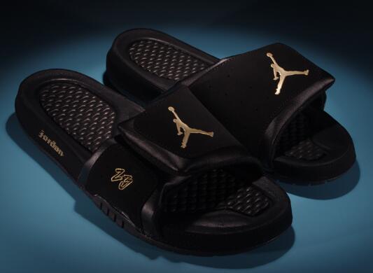 Jordan Hydro 5 Retro Black/Metallic Gold Sandals For Sale