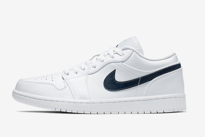 New Air Jordan 1 Low AJ1 White/Obsidian 553558-114 For Sale