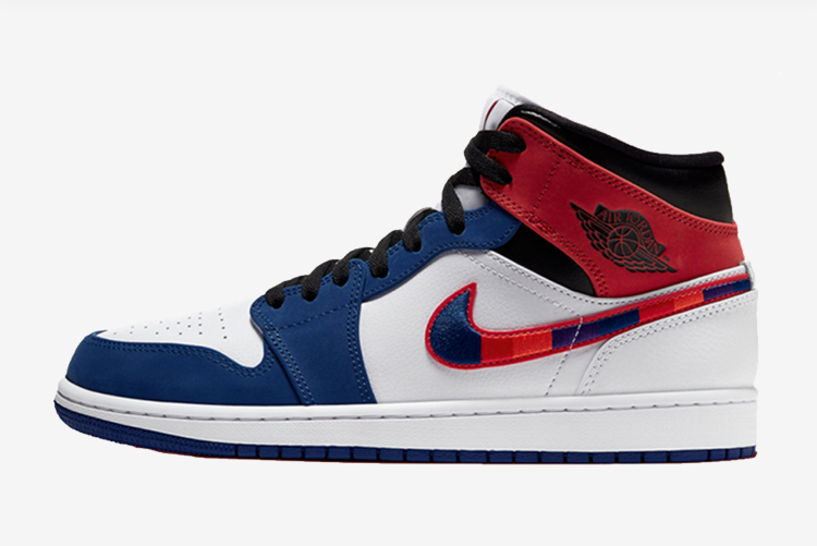 Shop Air Jordan 1 Mid Multi-Color Swoosh 852542-146