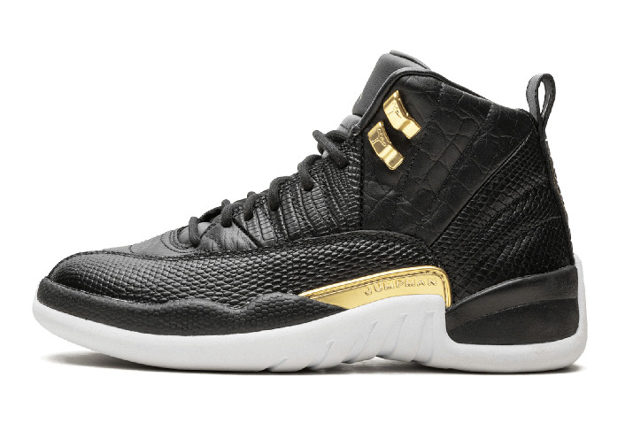 WMNS Air Jordan 12 Retro AJ12 GS Black/Gold-White AO6068-007